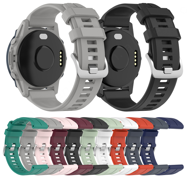 HUANLONG 22mm Rubber Strap Steel Buckle Adjustable Band Universal Garmin Descent G1/ Forerunner 745 945 935