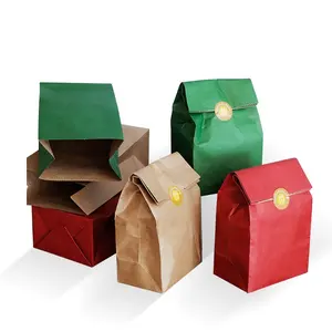 Benutzer definiert Ihr eigenes Logo Shopping Verpackung Glitter Kraft Brown Papier Kleine Menge Mini Weihnachts geschenk beutel in loser Schüttung mit Griffen
