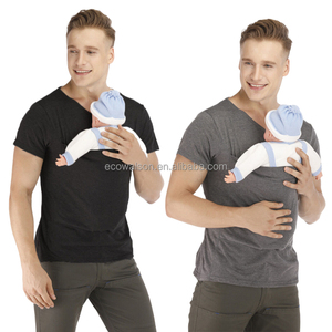 T-shirt porte-bébé de sécurité avec <span class=keywords><strong>poche</strong></span> <span class=keywords><strong>kangourou</strong></span>, vêtements de grossesse, manches courtes d'été, haut pour maman et papa, t-shirt pour homme, <span class=keywords><strong>poche</strong></span> pour bébé, sweat à capuche - Product Image 4