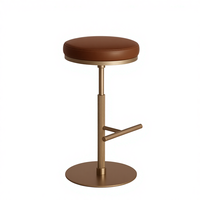 Tabouret de bar moderne, chaise pivotante réglable en hauteur en cuir avec cadre en acier inoxydable, pour cuisine, hôtel, café et usage domestique