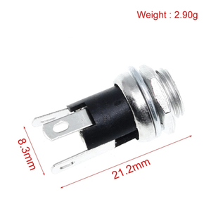 5.5mm x 2.1mm 5.5x2.1 DC cung cấp điện cắm kết nối + nữ kim loại Bảng điều chỉnh gắn kết ổ cắm jack cắm DC kết nối Adapte - Product Image 4