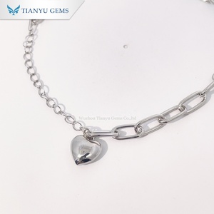 Tianyu Gems Y2K Style Silver Tone <b>Copper</b> <b>Bracelet</b> with Heart Pendant and Trendy Minimalist Fashion Jewelry - Product Image 2