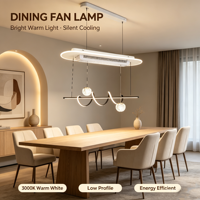 Linearer DC-Motor ohne Rotorblätter, ferngesteuerter Deckenventilator mit dimmbarer LED-Kristallkugel für Esszimmer und Kücheninsel