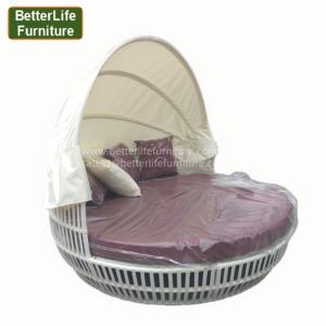 Piscine mobilier d'extérieur ensemble de transat en rotin meubles en poly rotin chaise longue de jardin <span class=keywords><strong>terrasse</strong></span> chambre Spa cour <span class=keywords><strong>lit</strong></span> <span class=keywords><strong>rond</strong></span> à baldaquin - Product Image 2