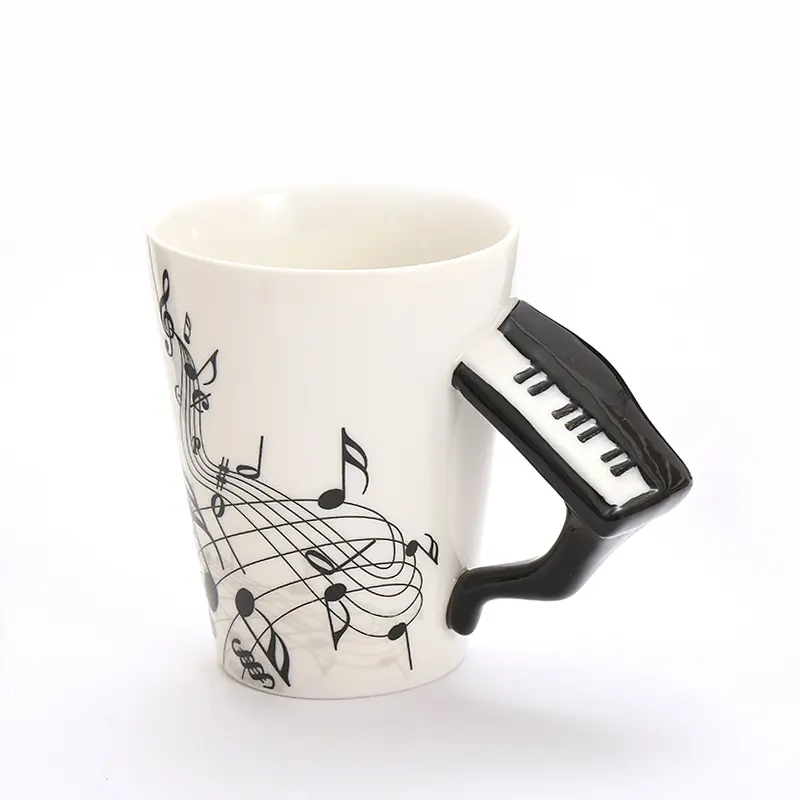 Music Coffee Mug Ceramic Novelty Mug With Handle Note Ceramic Tea Cocoa Mug Unique Birthday Piano Lover Gift,13.5 oz