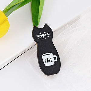 Aimant de réfrigérateur en forme de chat en bois avec motif floral pour notes et photos, style moderne, bois de tilleul, 1 pièce - Product Image 4