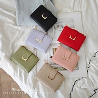 Dompet Kecil Wanita Motif Leci Model Pendek Bahan Kulit PU Ber-resleting Modis Dompet Koin Poliester