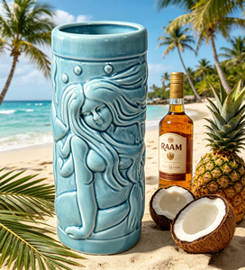 Taza Tiki de Cerámica BARCONIC con Diseño de Sirena Azul - Diseño Moderno y Ecológico para Fiestas, Capacidad de 700 ml para Vino o Cerveza - Product Image 3