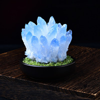 Vente en gros : Cluster de quartz bleu créé en laboratoire, cristal cultivé hydrothermiquement, spécimen de druse pour ornement de bureau, cadeau pour les amateurs de cristaux