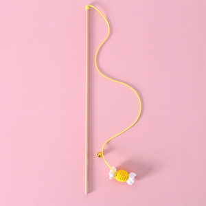 Interactive Wood Cat Toy Knitted Teaser <b>Stick</b> with Colored <b>Candy</b> & Bell Sound Toys for Pet Movement - Product Image 5