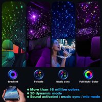 Kit de plafonnier LED à fibres optiques 16W 32W RGBW scintillant IP65 en plastique, 500/1000 pièces, 3M, avec télécommande APP