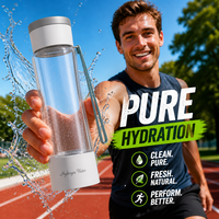 Bouteille Générateur d'Eau Hydrogénée Riche en H2, Électrolyse SPE PEM, 1400-2000 Ppb, Portable, Rechargeable USB Type-C, Ioniseur 450ml pour Voiture et Camping-car