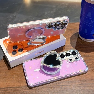 Elegante Custodia per Telefono con Cornice Glitterata a Forma di Cuore, Supporto Magnetico e Protezione Antiurto IMD per Serie S/A - Product Image 3