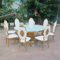 Ensemble table et chaises de salle à manger en acier inoxydable doré de luxe léger, verre trempé, polissage miroir, convertible, meubles de maison