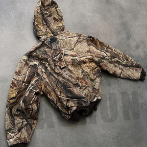 Kustom atas pohon Digital dicetak Hoodie Pullover ukuran besar asam cuci kotak kanvas atas seluruh cetakan pohon nyata Hoodie Camo pria