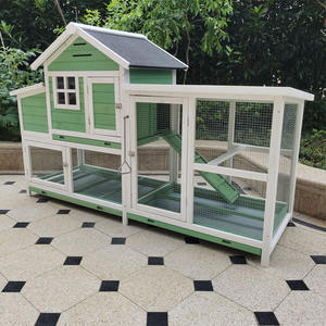 Motif solide de fermeture de bouton de course de clapier de lapin en bois spacieux et écologique de qualité supérieure pour une utilisation en extérieur de petit animal de jardin - Product Image 3