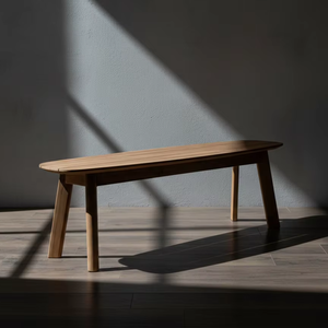 Banc en bois Mizuki, fabriqué en bois naturel massif, au design minimaliste scandinave, idéal pour les intérieurs de maisons modernes. - Product Image 5