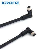 Connecteur d'alimentation femelle KRONZ M12 à 90 degrés, codage K, 5 broches, câble PVC noir, connecteur circulaire IP67, longueur de câble personnalisée, prise