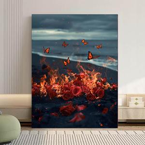 Nueva llama Rosa pintura al óleo Digital DIY pintado a mano curación descompresión sala <span class=keywords><strong>de</strong></span> estar pintura decorativa - Product Image 3