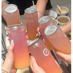 Gobelets vides ronds en plastique pour animaux de compagnie de 16oz 500ml avec couvercle bouteilles en plastique transparent pour boisson boisson - Product Image 1