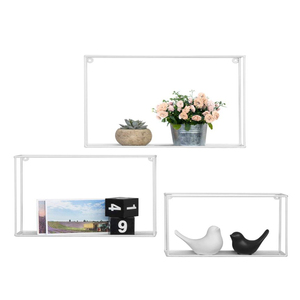 Conjunto de 3 de alambre de <span class=keywords><strong>Metal</strong></span> montado en la pared decorativos cubo colgante estantes <span class=keywords><strong>blanco</strong></span> estante de pared fotos arte <span class=keywords><strong>madera</strong></span> - Product Image 4
