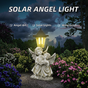 Lampes solaires d'extérieur en résine, statues d'anges mignonnes, décoration pour le jardin, ornement de Noël, Nouvel An, Saint-Valentin, imperméables - Product Image 2