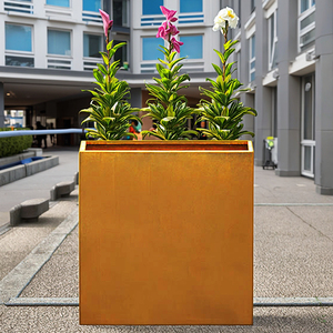 Pot de fleur rond extérieur en <span class=keywords><strong>acier</strong></span> <span class=keywords><strong>corten</strong></span> K.D Jardinières extérieures en métal pour le jardin Grands pots de plantes bon marché à vendre - Product Image 2