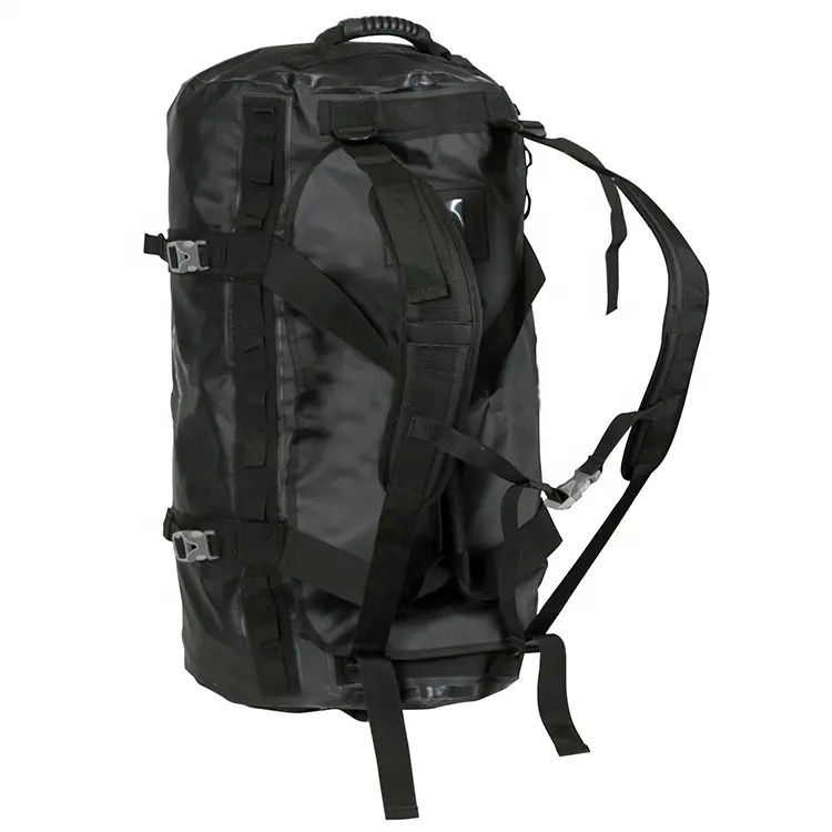 New custom large capacity nylon pvc canvas outdoor waterproof backpack men women black foldable sports gym travel duffel bag