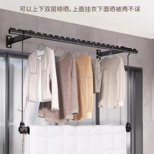 Séchoir rétractable gain de place, support mural en métal personnalisable avec design pliable, solution de lavage réglable pour les petites salles de bain - Product Image 2
