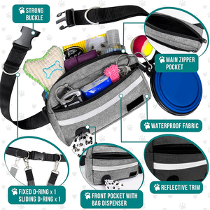 Cinturón ajustable reflectante de tela impermeable OEM, asas dobles, correa para perros sin manos, manos libres para correr - Product Image 3