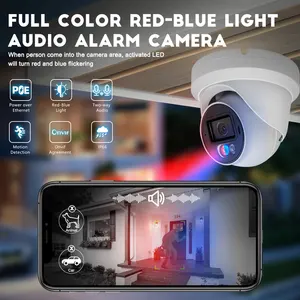 Kamera pengawas keamanan Alarm Anti Maling, kamera pengintai keamanan luar ruangan dengan Alarm penglihatan malam AI PoE IP
