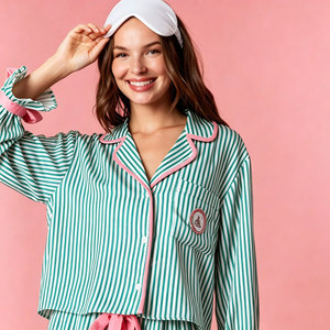 Pijamas Navideños para Mujer, Conjunto de Pijama Tejido, Ropa de Dormir Navideña de Manga Larga, Conjunto para Estar en Casa, Conjunto de Pijama de Bambú para las Fiestas - Product Image 2