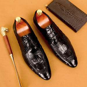 Zapatos Oxford de Cuero Genuino Brillante para Hombre, con Punta Puntiaguda, con Cordones, Zapatos de Vestir, Zapatos de Boda, Color Sólido, para Toda Temporada, Envío Directo - Product Image 2