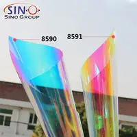 Shopping Mall Commercial Office Building Rainbow Colorful Self Adhesive Decoration Sticker Dichroic Glass Window Tint Film