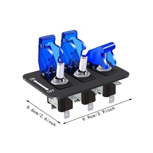 SPST <span class=keywords><strong>3</strong></span> Gang panneau d'interrupteur à bascule à bascule 12V 20A voiture de course robuste 3Pin marche/arrêt LED bleue illuminée couverture de sécurité étanche - Product Image 5