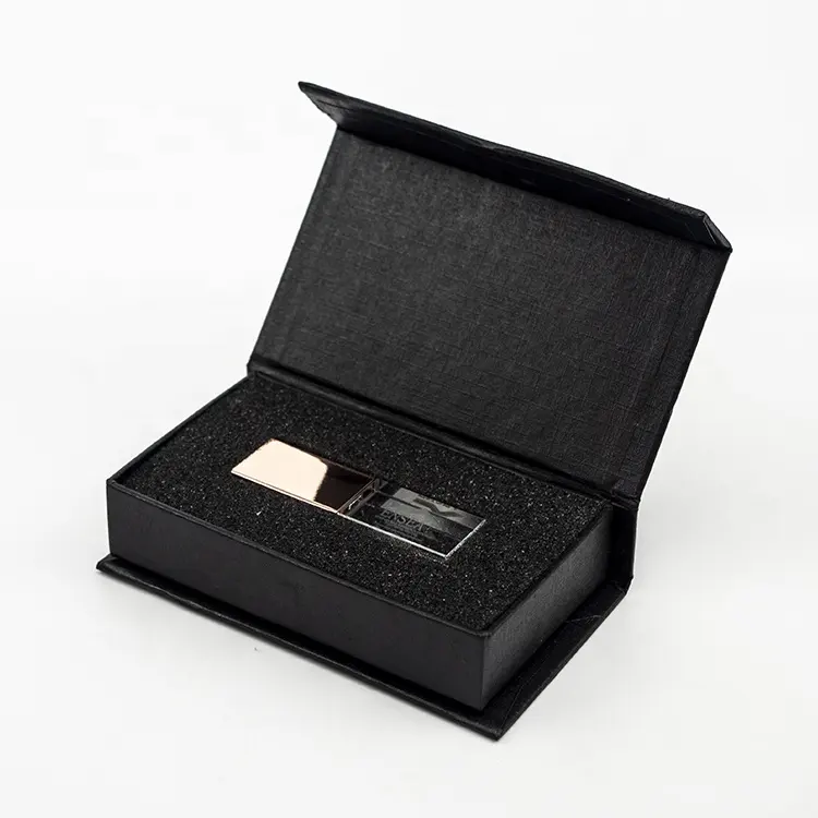 Custom Rose gold glass crystal usb flash drives linen box 2.0 usb stick wedding pen drive usb 3.0