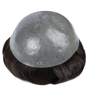 <b>Mens</b> BIO Base Indian Hair <b>Wigs</b> Male Toupee Hair System Natural Wave 100% Hand Tied Soft Smooth Feeling Best Price Good Quality - Product Image 6