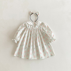 2025 otoño nuevo estilo Pastoral de manga larga <span class=keywords><strong>hermanas</strong></span> traje dulce cuello de muñeca vestidos florales con volantes con encaje para niñas de 2 a 7 años - Product Image 3