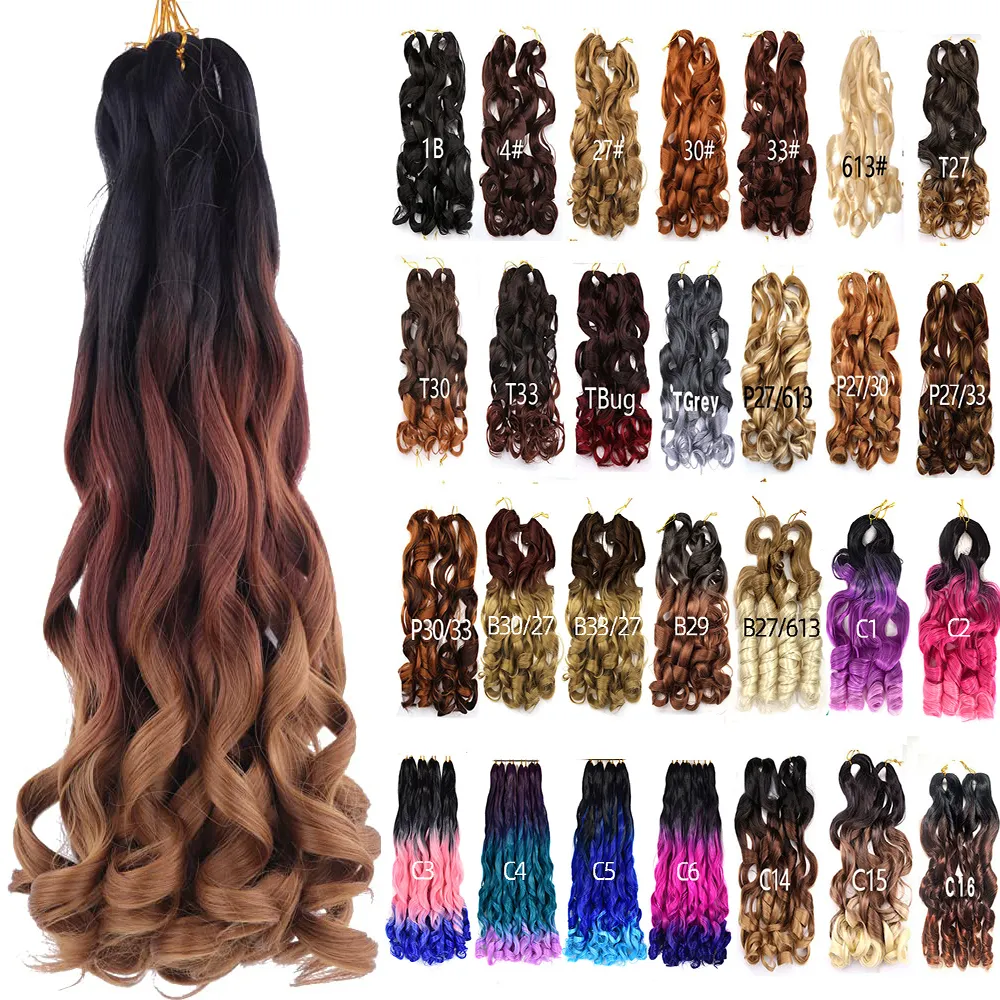 100% kanekalon-espiral rizo francés onda yaki pony estilo español rizo accesorio ombre sintético francés rizos trenzado extensión