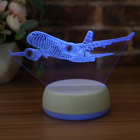 Lampe de nuit LED 3D à illusion optique en forme d'avion, rechargeable par USB, à intensité réglable par toucher, lampe de table, décoration de chambre, cadeau pour enfants, OEM personnalisé
