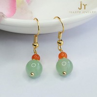 Pendientes de piedra natural de cobre chapado en oro Pendientes de gota de jade verde de piedra preciosa Pendientes de piedra de Aventurina de joyería