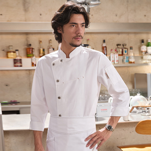 Tesime เสื้อโค้ทเชฟแขนยาวสำหรับหน้าหนาว, สำหรับผู้ชายและผู้หญิงสำหรับร้านอาหารการอบโรงแรมในฤดูร้อนชุดทำงานสำหรับเชฟบาร์พนักงาน - Product Image 2