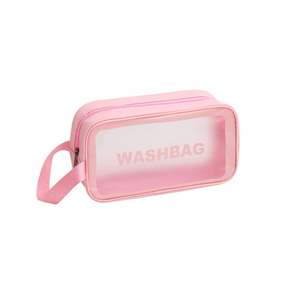 Bolsa de Cosméticos Rosa con Logotipo Personalizado, Bolsa de Maquillaje Moderna, Impermeable, de PVC Esmerilado - Product Image 6