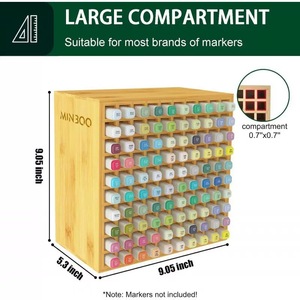 Boîte de rangement pour marqueurs en bambou, multi-couches, grande capacité, porte-stylo incliné, organisateur de bureau pour le bureau et la maternelle - Product Image 2