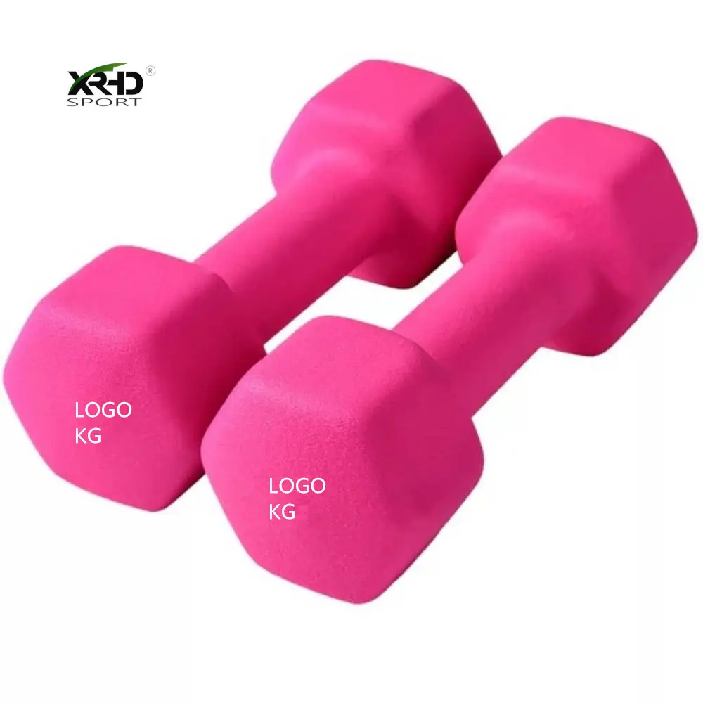 Vinyl rubber cover 1 kg 2 kg 5 kg hex bone shape weightlifting neoprene dumbbells