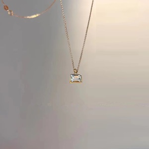 925 <b>Sterling</b> <b>Silver</b> Simple Sugar Aquamarine <b>Pendant</b> Female Crystal <b>Necklace</b> with Small Crystal Sugar Collar Chain New Design - Product Image 2