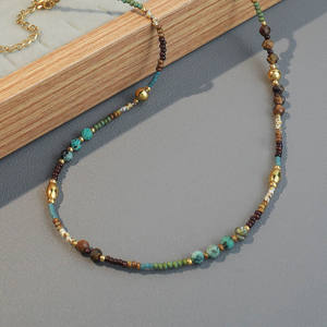 Collar de Piedras Semipreciosas Curativas para Mujer, Collar de Cuentas de Turquesa Africana Natural, Ojo de Tigre, Granate, Joyería de Acero Inoxidable - Product Image 6