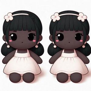 맞춤형 흑인 소녀 인형 봉제 완구 아프리카 소녀 봉제 아기 인형 플러시 디자인 OEM ODM - Product Image 2