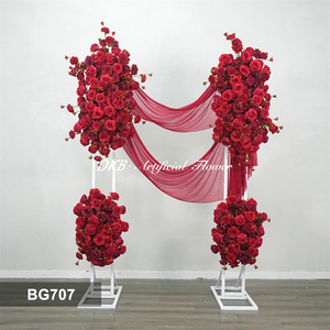 DKB - Decoraciones Populares de Flores Artificiales para Bodas, Flor de Seda Roja Artificial Ecológica para Decoración de Fondo de Boda - Product Image 3