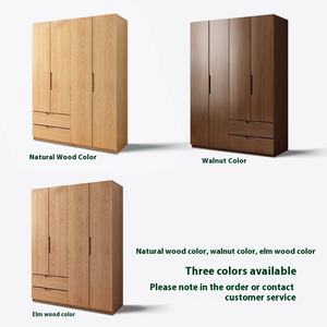 Armoire à porte plate nordique en bois de chêne massif Style bûche Grand petit appartement Rangement pour enfants Armoire de ménage Armoire - Product Image 4